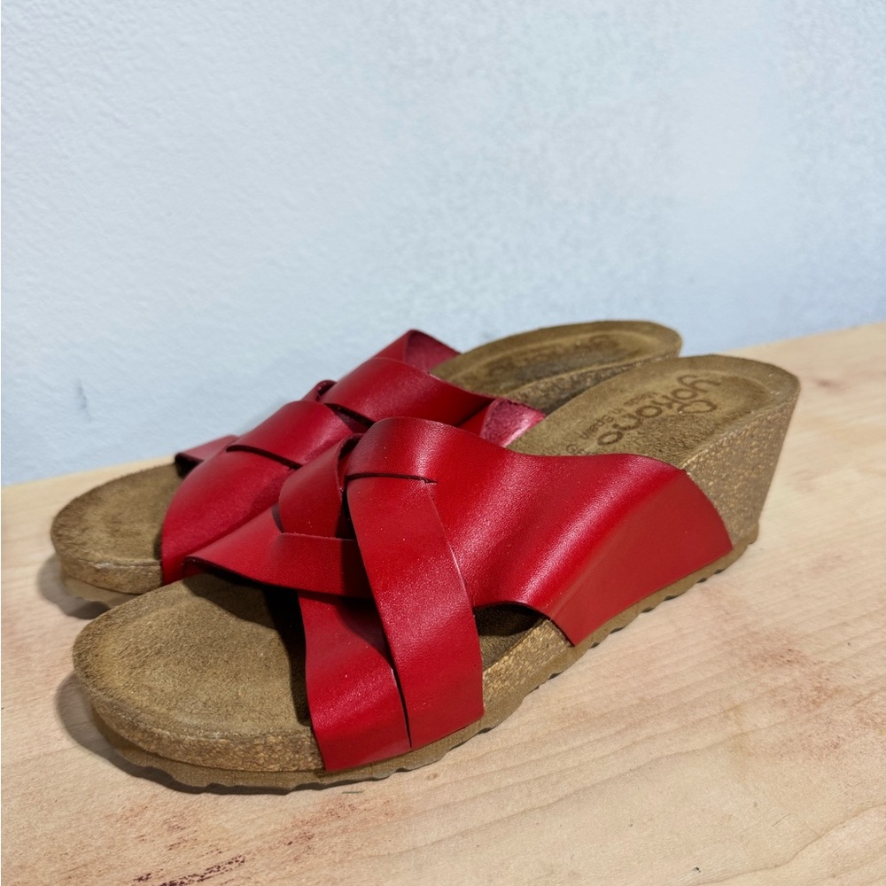 Elegant Red Wedge Sandals